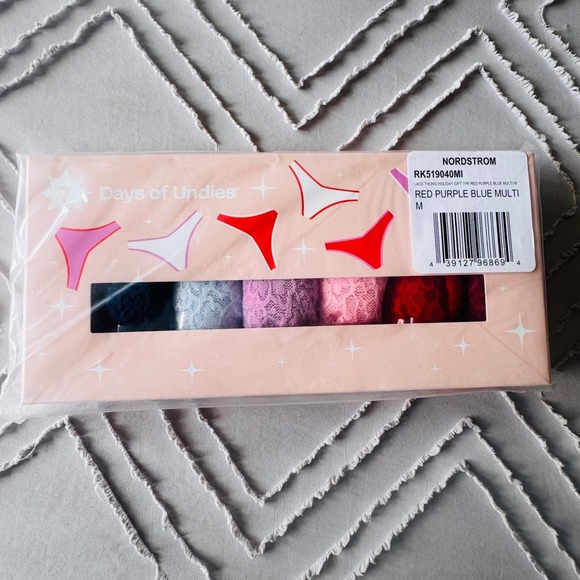 Nordstrom Other - Nordstrom 7 Pack Day of the Week Thong Panties, Size Medium, Multi Color NWT